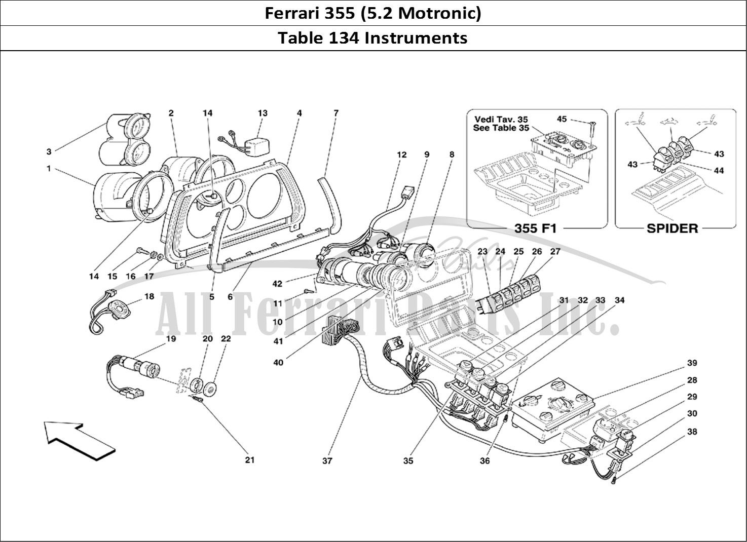 Ferrari Parts Ferrari 355 (5.2 Motronic) Page 134 Instruments
