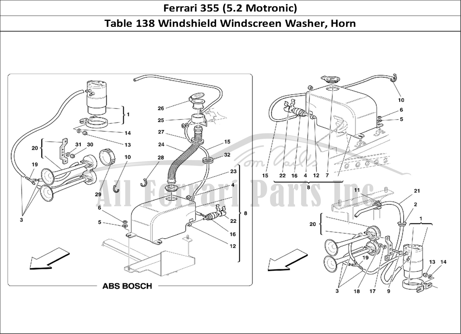 Ferrari Parts Ferrari 355 (5.2 Motronic) Page 138 Glass Washer and Horns