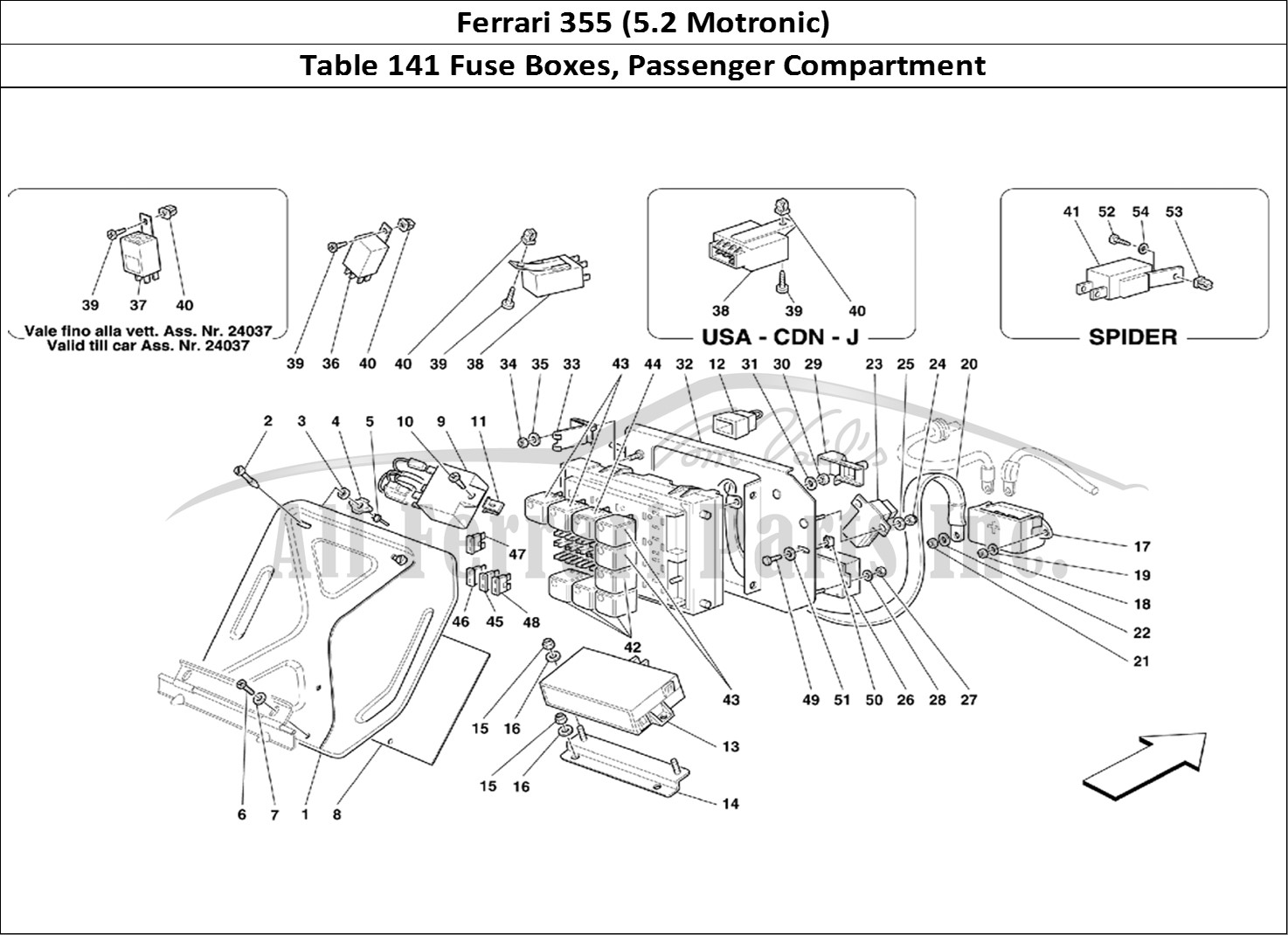 Ferrari Parts Ferrari 355 (5.2 Motronic) Page 141 Electrical Boards - Passe