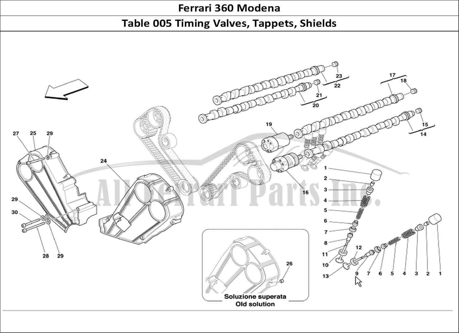 Ferrari Parts Ferrari 360 Modena Page 005 Timing Tappets and Shield