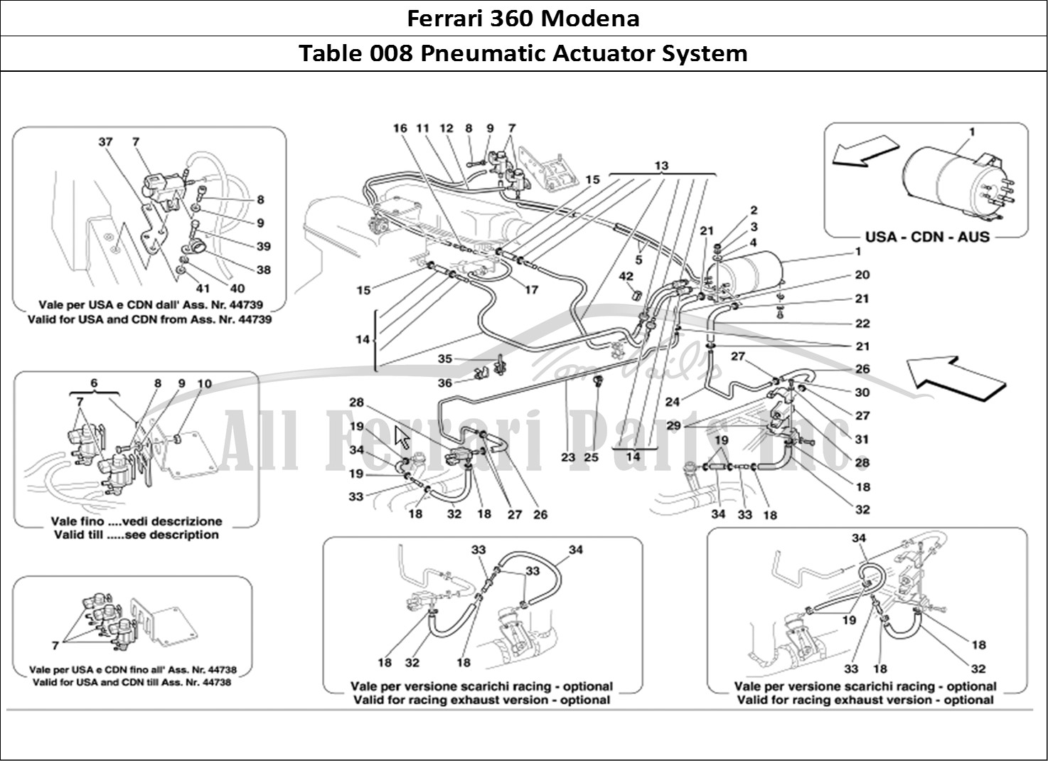Ferrari Parts Ferrari 360 Modena Page 008 Pneumatics Actuator Syste