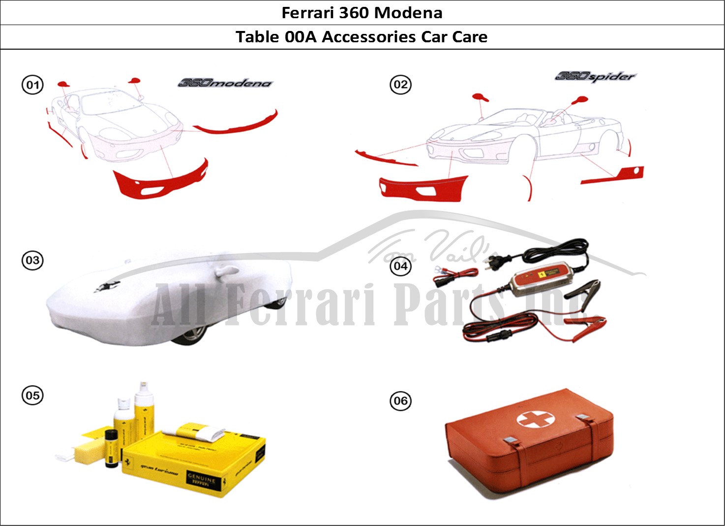 Ferrari Parts Ferrari 360 Modena Page 00a Accessories - Car Care