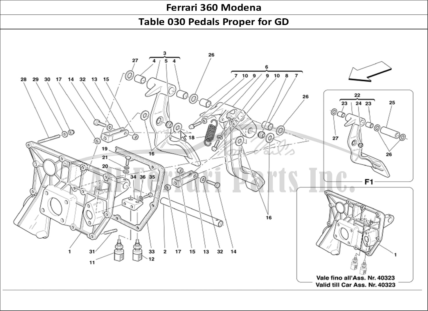 Ferrari Parts Ferrari 360 Modena Page 030 Pedals -Valid for GD-