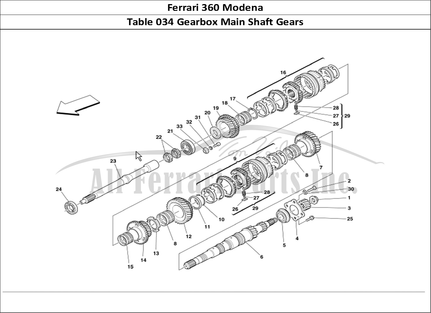 Ferrari Parts Ferrari 360 Modena Page 034 Main Shaft Gears