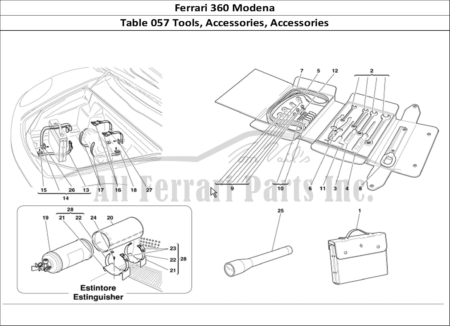Ferrari Parts Ferrari 360 Modena Page 057 Tools Equipment and Acces