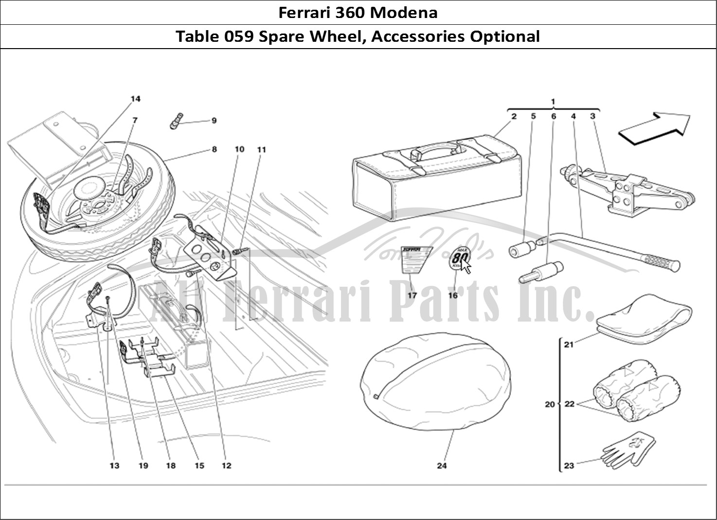 Ferrari Parts Ferrari 360 Modena Page 059 Spare Wheel and Equipment