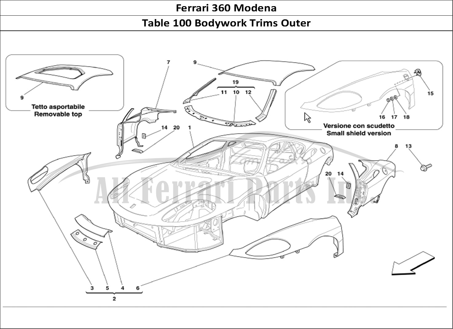 Ferrari Parts Ferrari 360 Modena Page 100 Body Outer Trims