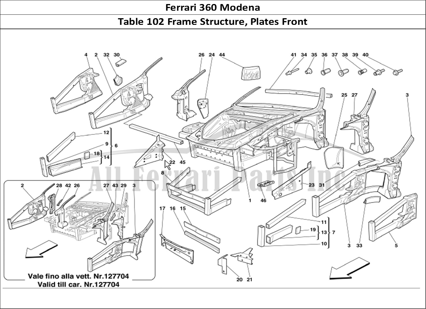Ferrari Parts Ferrari 360 Modena Page 102 Frame Front Elements Stru