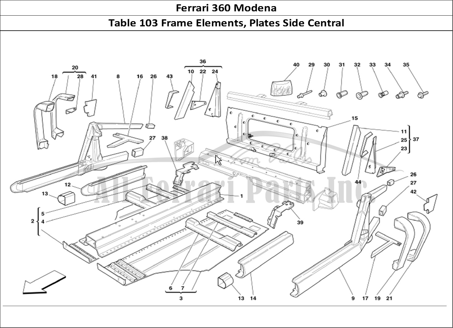 Ferrari Parts Ferrari 360 Modena Page 103 Central Side Elements and