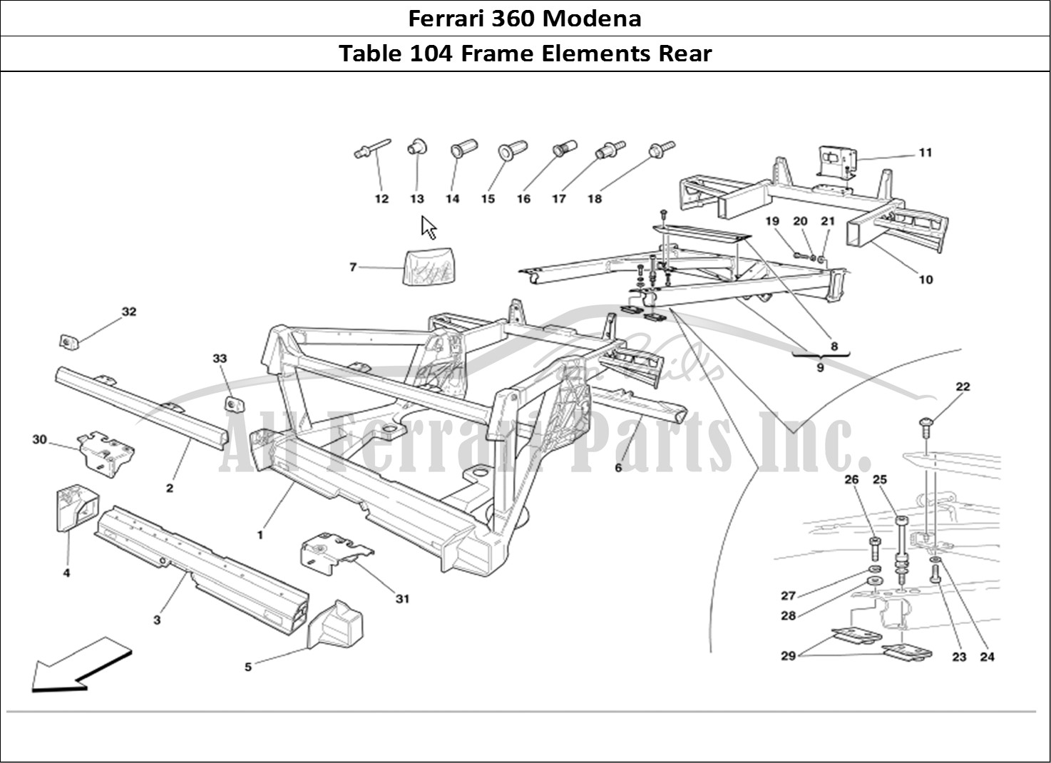 Ferrari Parts Ferrari 360 Modena Page 104 Frame Rear Elements Struc