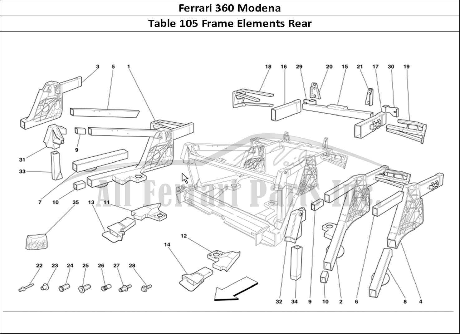 Ferrari Parts Ferrari 360 Modena Page 105 Frame Rear Elements Sub-G