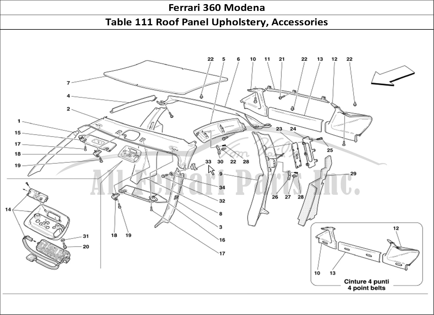 Ferrari Parts Ferrari 360 Modena Page 111 Roof Panel Upholstery and