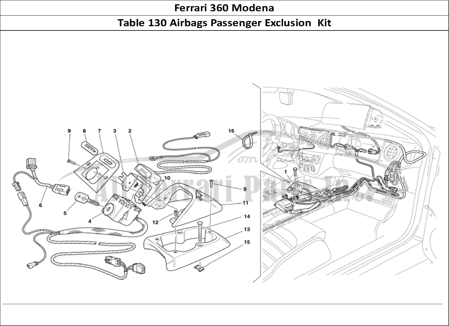 Ferrari Parts Ferrari 360 Modena Page 130 Passenger Air-Bag Exclusi