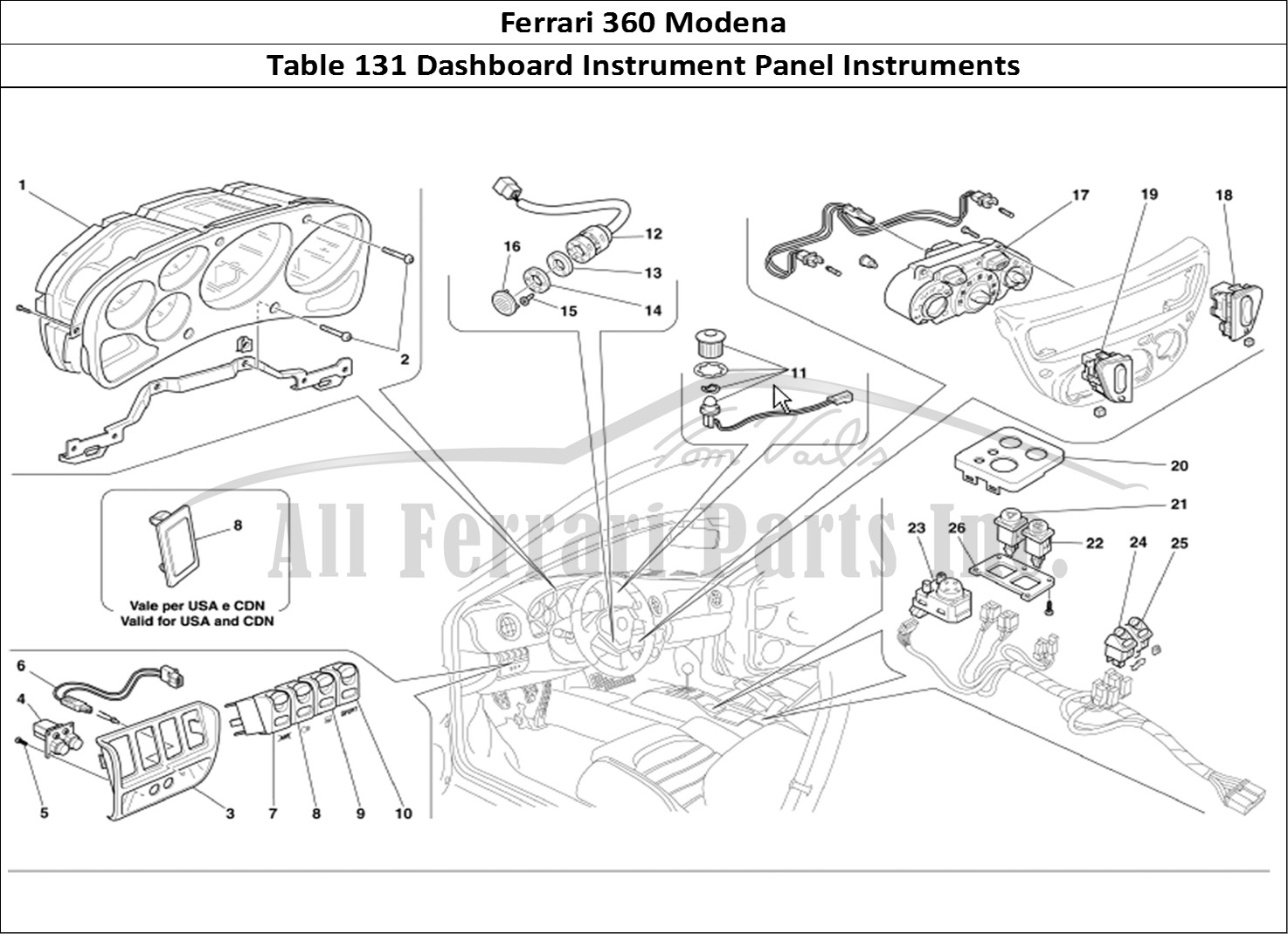 Ferrari Parts Ferrari 360 Modena Page 131 Dashboard Instruments