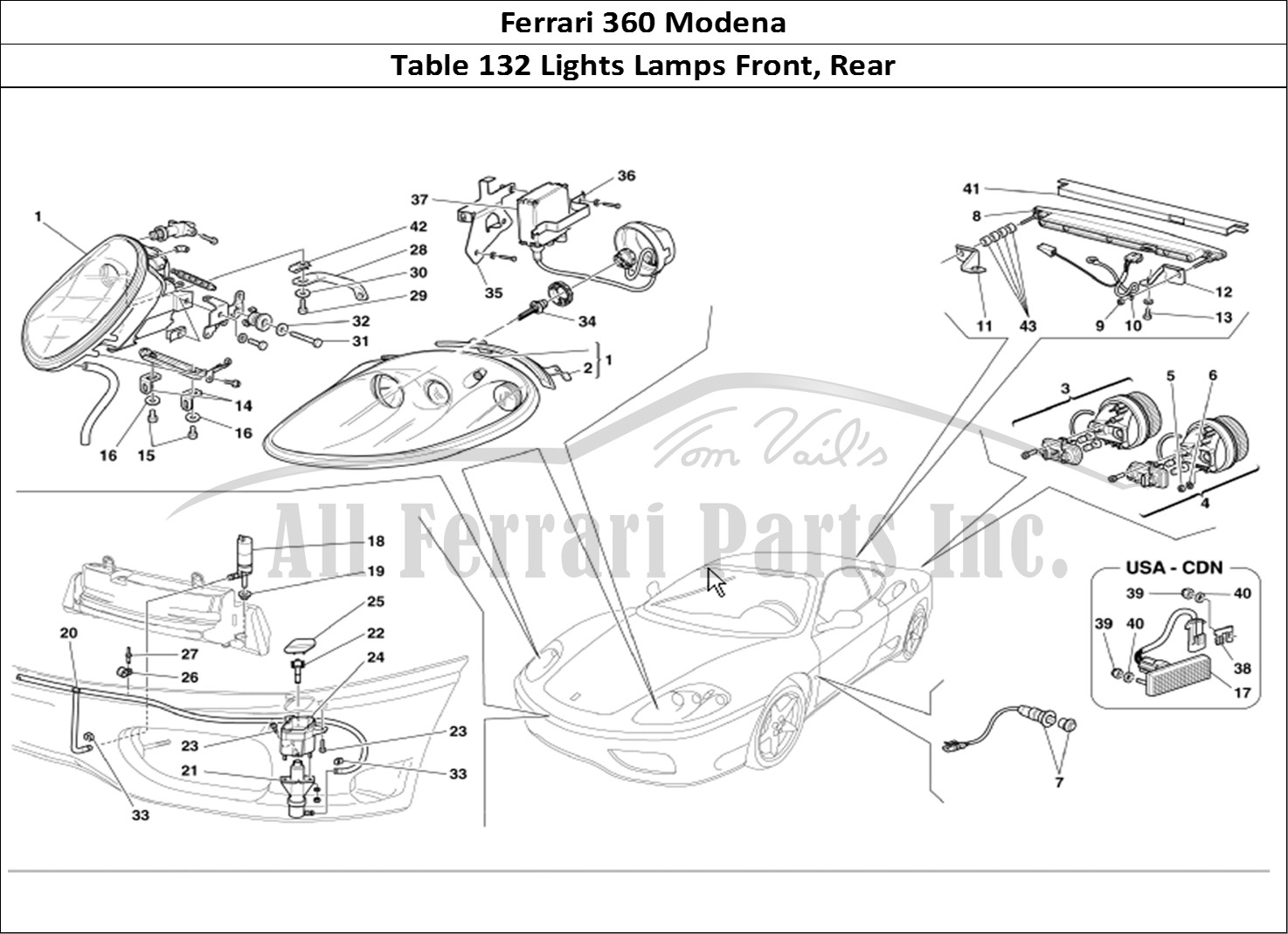 Ferrari Parts Ferrari 360 Modena Page 132 Front and Rear Lights