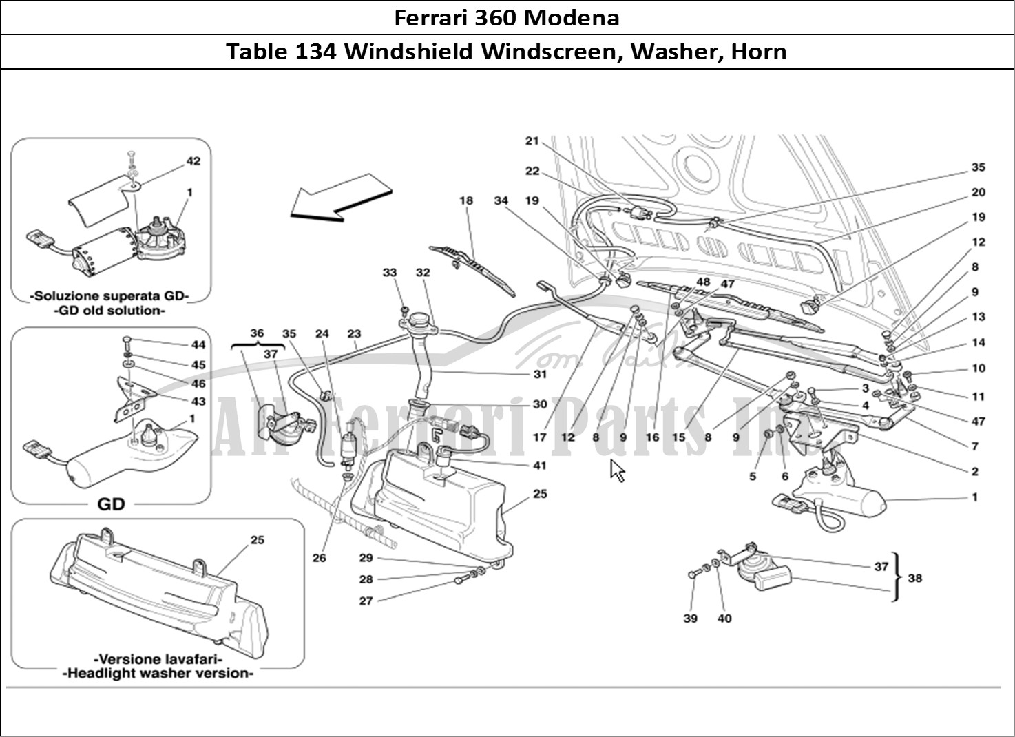 Ferrari Parts Ferrari 360 Modena Page 134 Windshield, Glass Washer