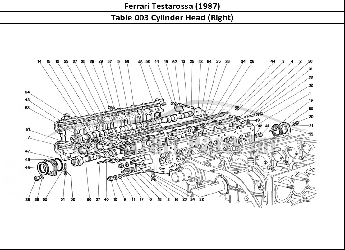Ferrari Parts Ferrari Testarossa (1987) Page 003 Cylinder Head (Right)