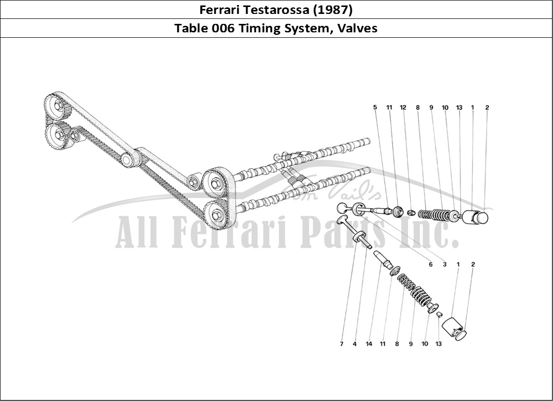 Ferrari Parts Ferrari Testarossa (1987) Page 006 Timing System - Valves
