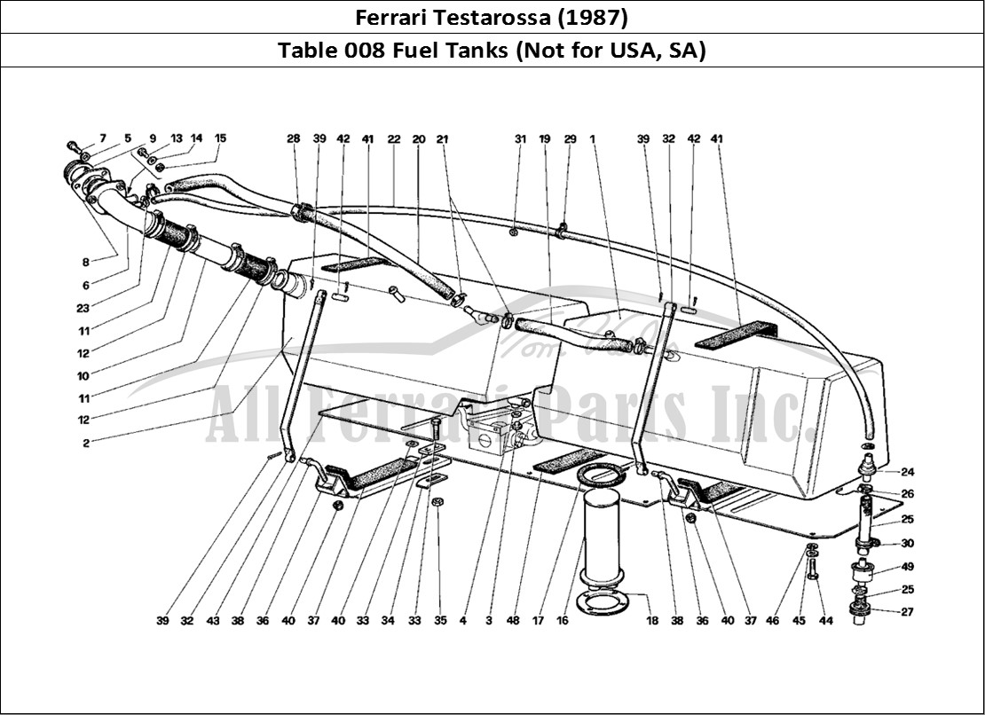 Ferrari Parts Ferrari Testarossa (1987) Page 008 Fuel Tanks (Not for U.S.