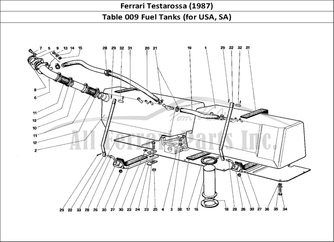 Ferrari Parts Ferrari Testarossa (1987) Page 009 Fuel Tanks (for U.S. and