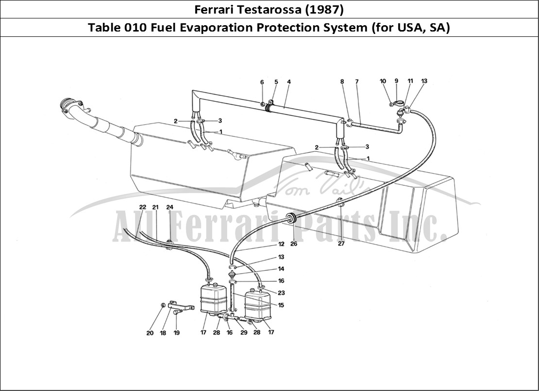 Ferrari Parts Ferrari Testarossa (1987) Page 010 Anti-Evaporative Emission