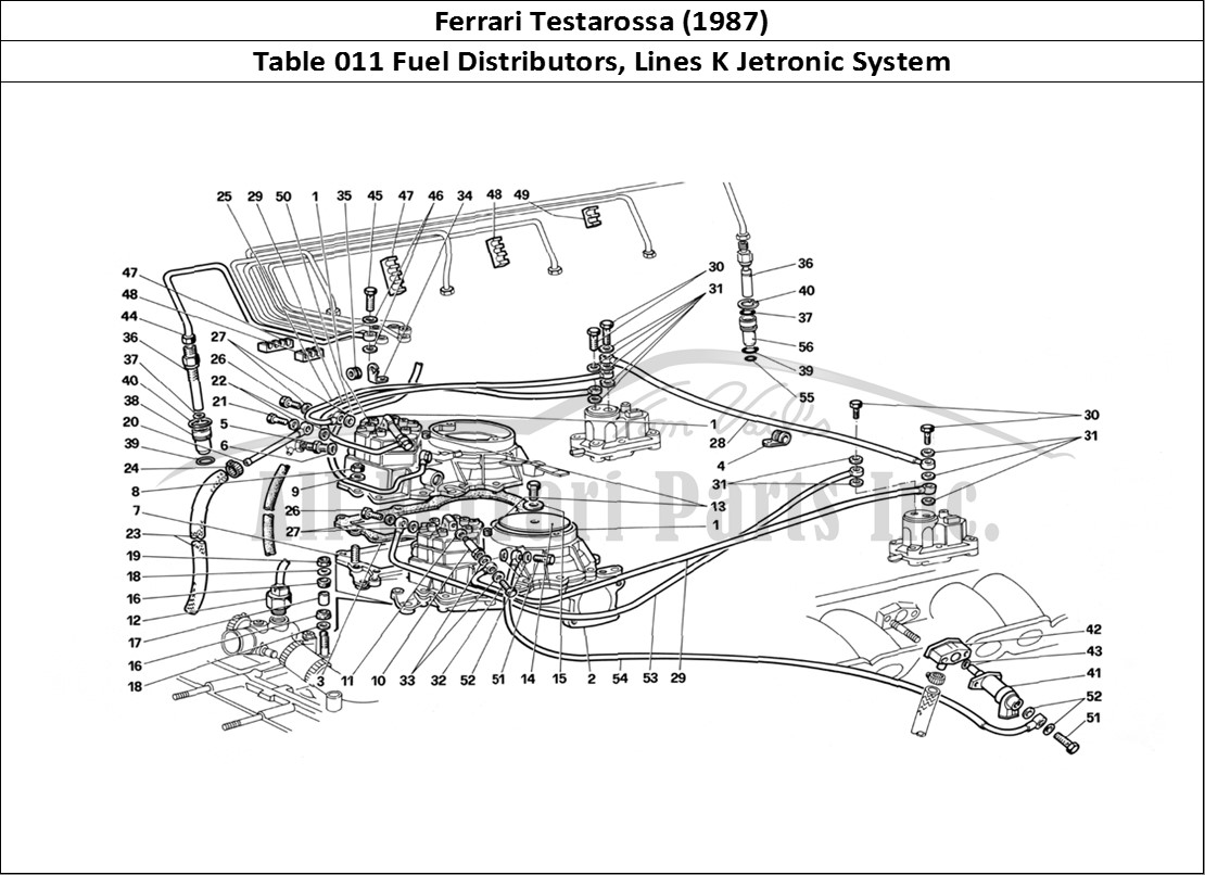 Ferrari Parts Ferrari Testarossa (1987) Page 011 Fuel Distributors Lines (
