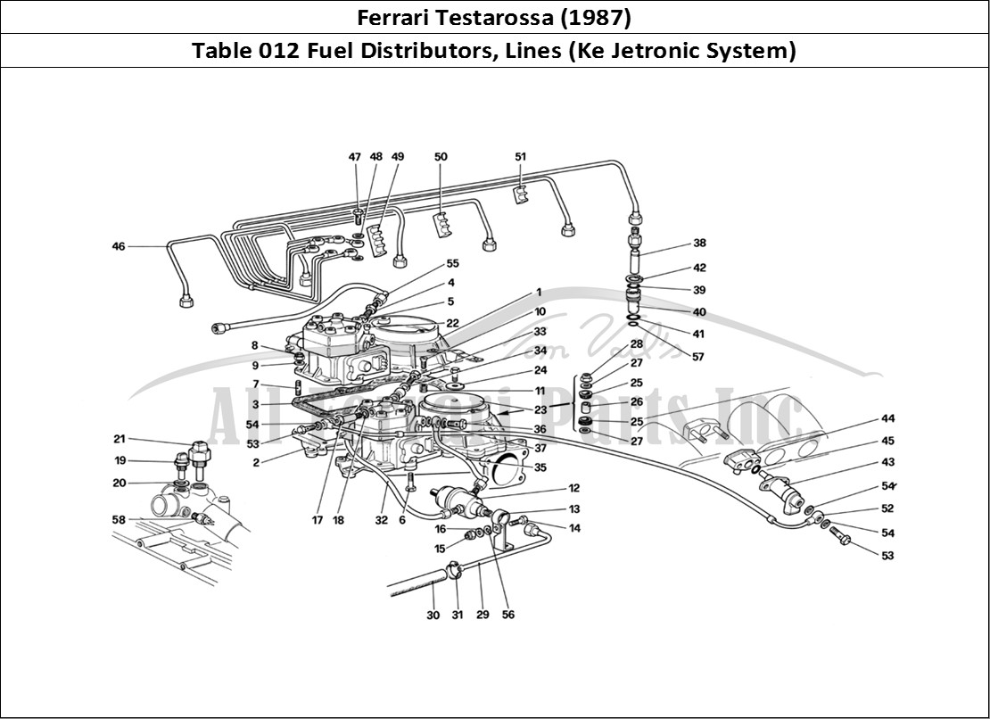 Ferrari Parts Ferrari Testarossa (1987) Page 012 Fuel Distributors Lines (