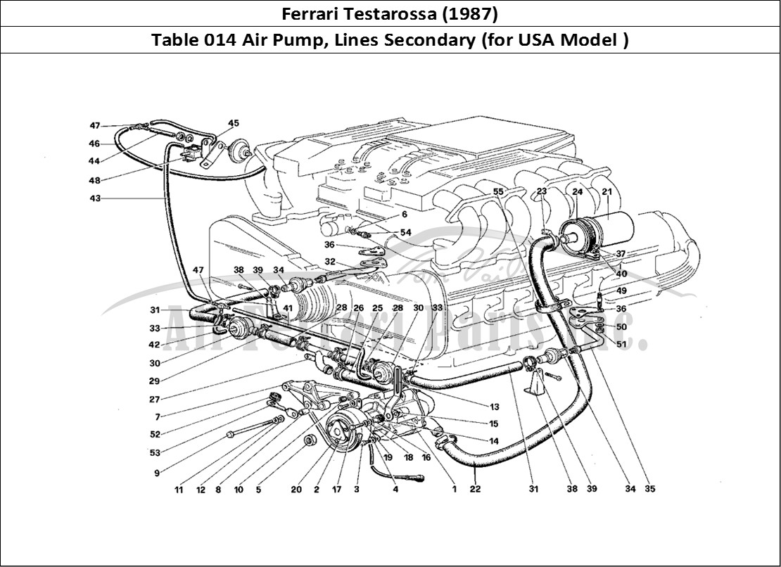 Ferrari Parts Ferrari Testarossa (1987) Page 014 Secondary Air Pump and Li
