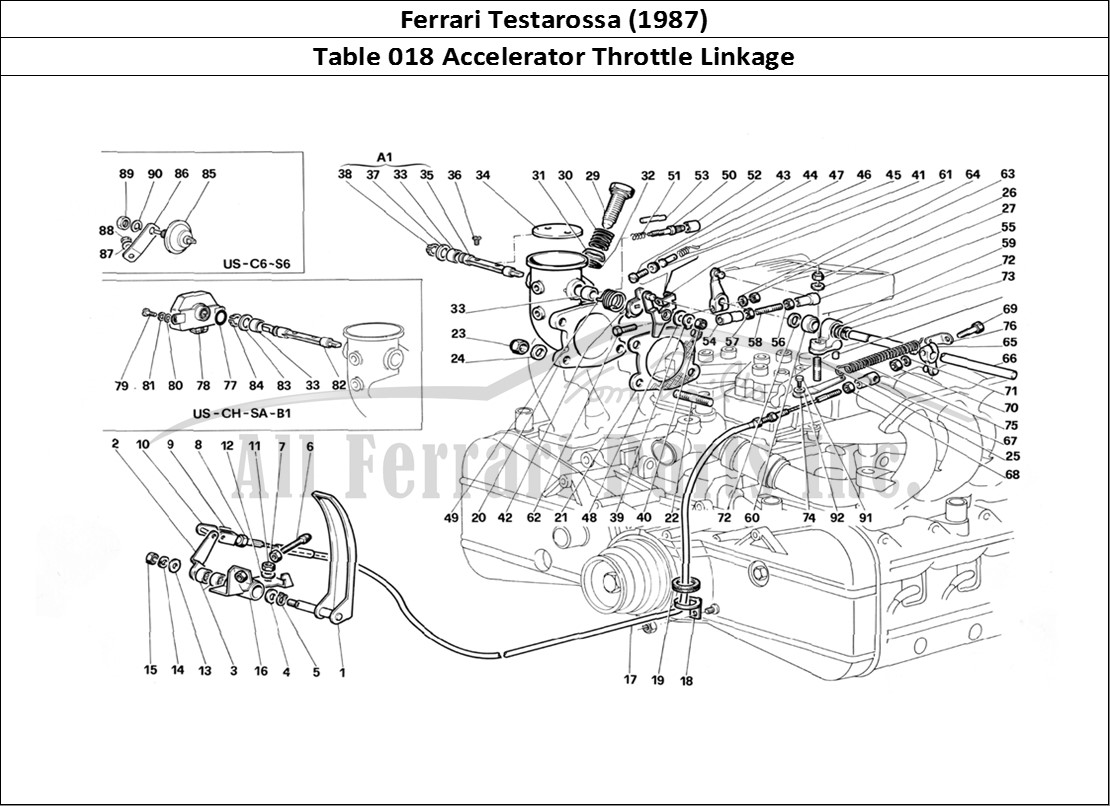 Ferrari Parts Ferrari Testarossa (1987) Page 018 Throttles Control
