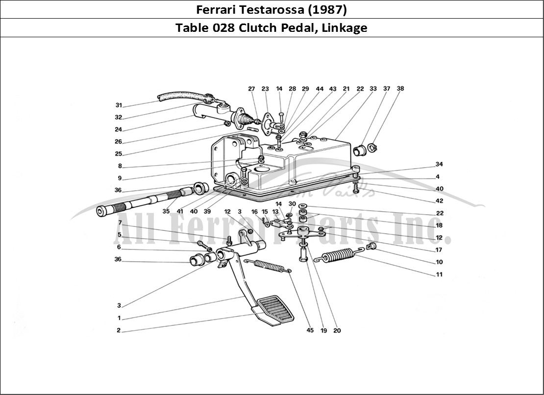 Ferrari Parts Ferrari Testarossa (1987) Page 028 Clutch Release Control