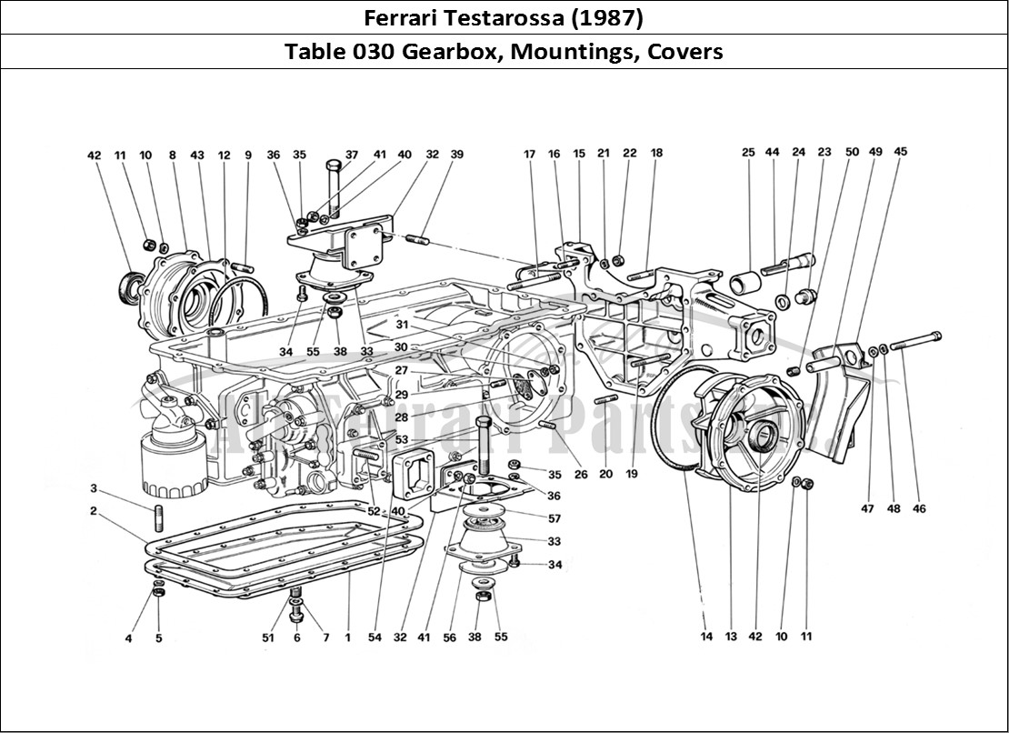 Ferrari Parts Ferrari Testarossa (1987) Page 030 Gear Box - Mountings and