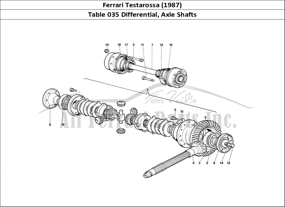 Ferrari Parts Ferrari Testarossa (1987) Page 035 Differential & Axle Shaft