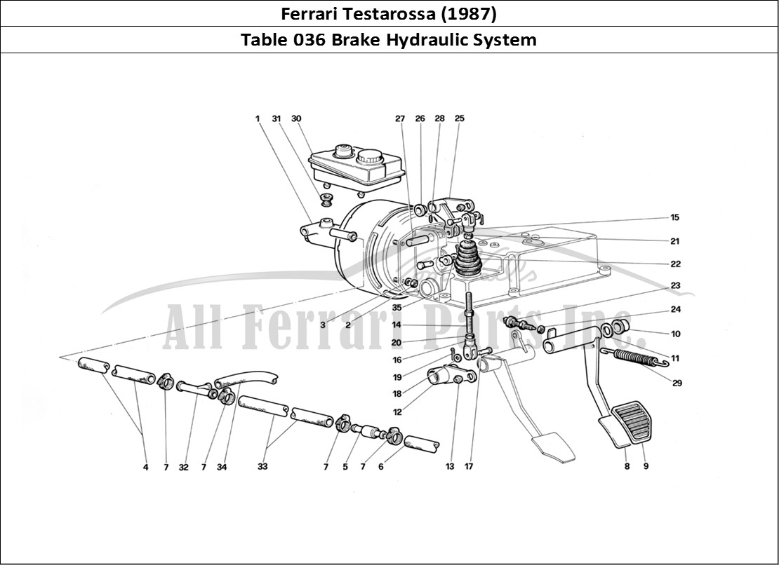 Ferrari Parts Ferrari Testarossa (1987) Page 036 Brake Hydraulic System