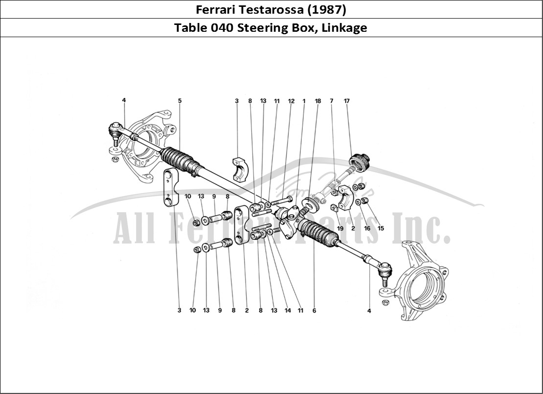 Ferrari Parts Ferrari Testarossa (1987) Page 040 Steering Box and Linkage
