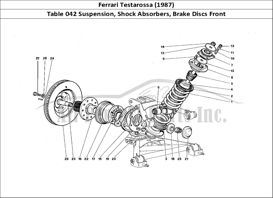 Ferrari Parts Ferrari Testarossa (1987) Page 042 Front Suspension - Shock