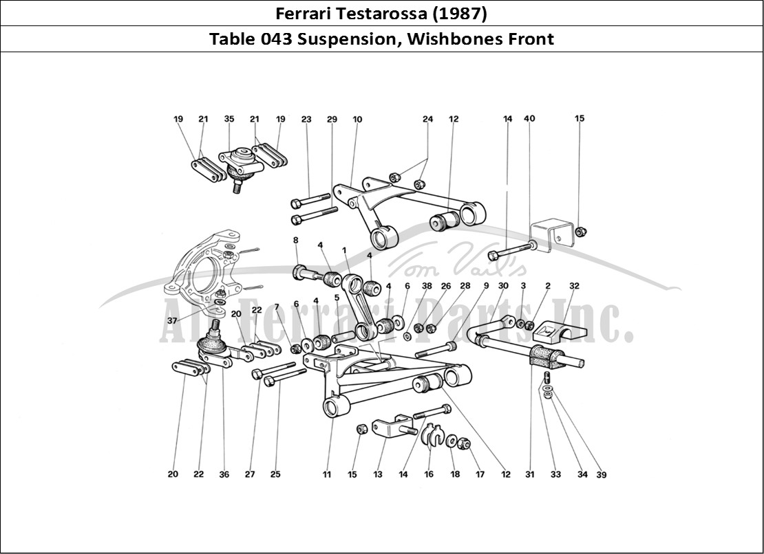 Ferrari Parts Ferrari Testarossa (1987) Page 043 Front Suspension - Wishbo