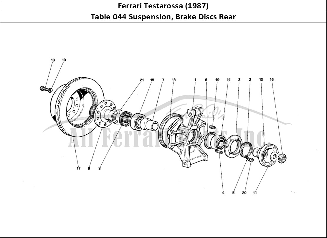 Ferrari Parts Ferrari Testarossa (1987) Page 044 Rear Suspension - Brake D
