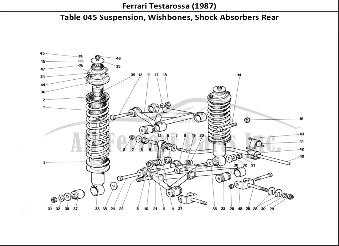 Ferrari Parts Ferrari Testarossa (1987) Page 045 Rear Suspension - Wishbon