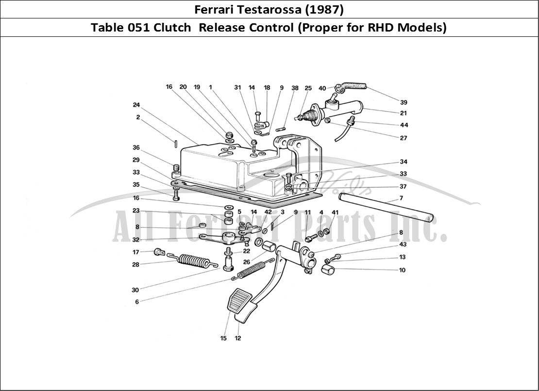 Ferrari Parts Ferrari Testarossa (1987) Page 051 Clutch Release Control (V