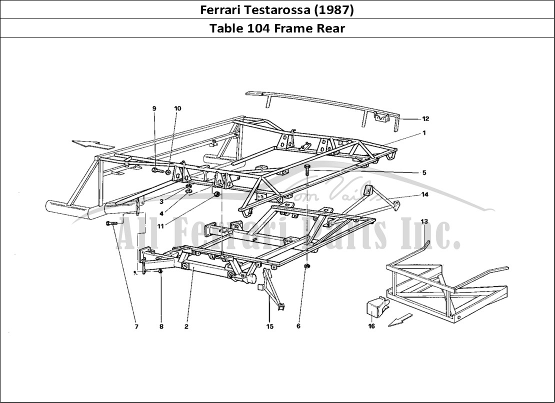 Ferrari Parts Ferrari Testarossa (1987) Page 104 Rear Frame