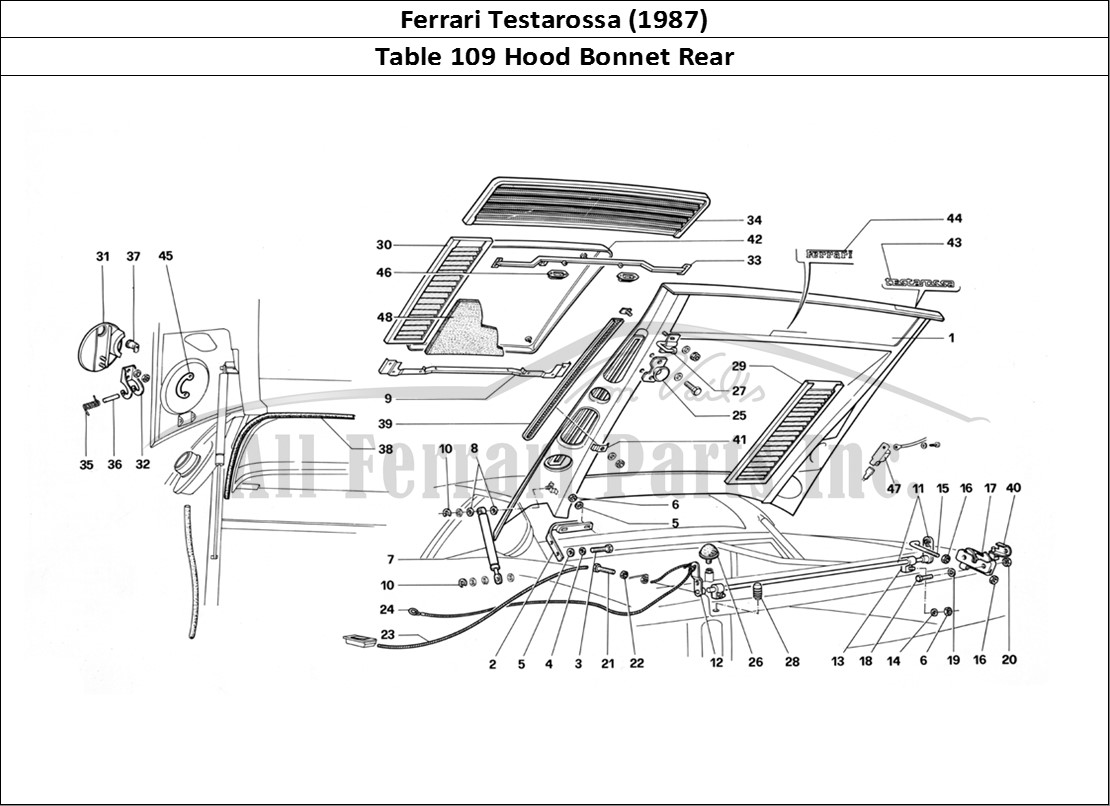 Ferrari Parts Ferrari Testarossa (1987) Page 109 Rear Hood