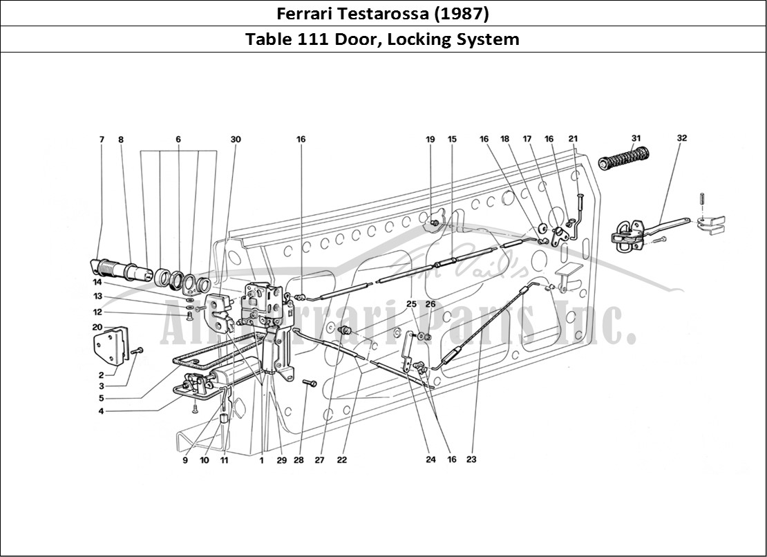 Ferrari Parts Ferrari Testarossa (1987) Page 111 Door - Locking Device