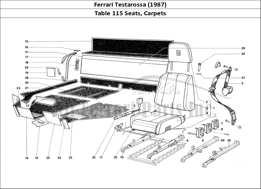 Ferrari Parts Ferrari Testarossa (1987) Page 115 Seats and Carpets
