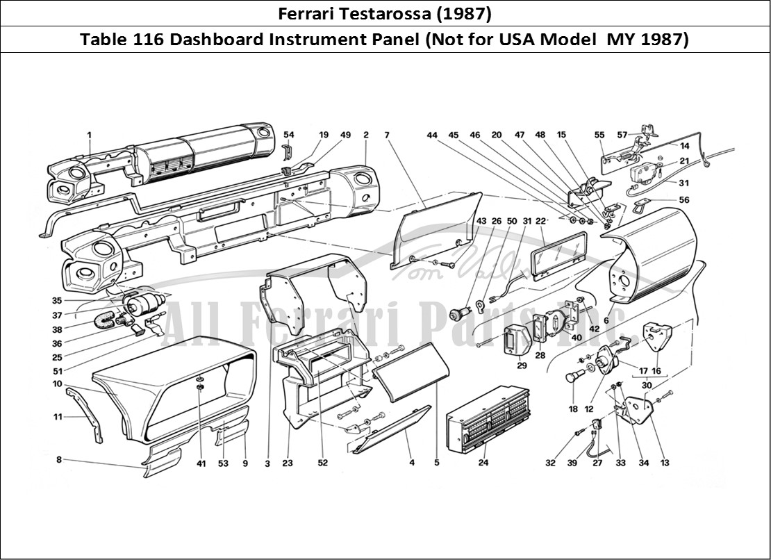 Ferrari Parts Ferrari Testarossa (1987) Page 116 Dashboard (Not for U.S. V
