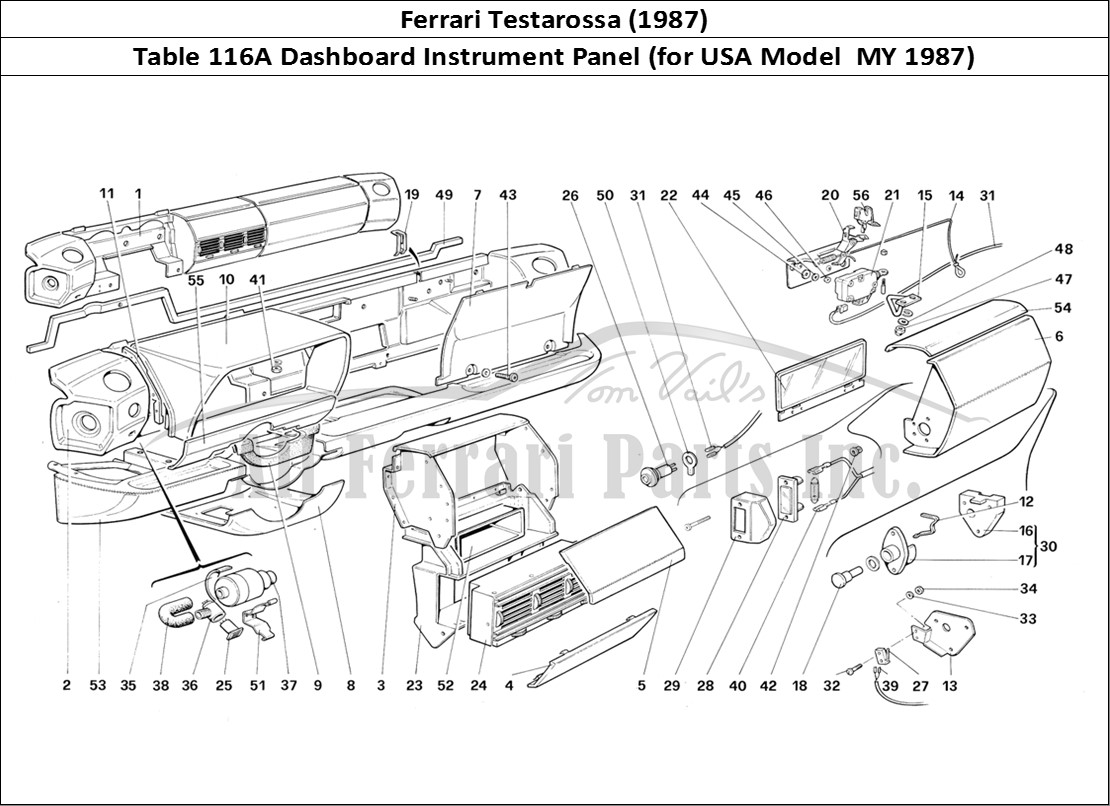 Ferrari Parts Ferrari Testarossa (1987) Page 116 Dashboard (for U.S. Versi