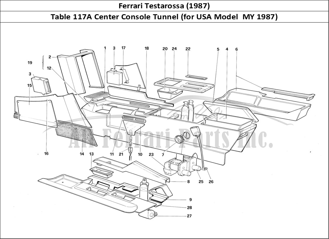 Ferrari Parts Ferrari Testarossa (1987) Page 117 Central Tunnel (for U.S.