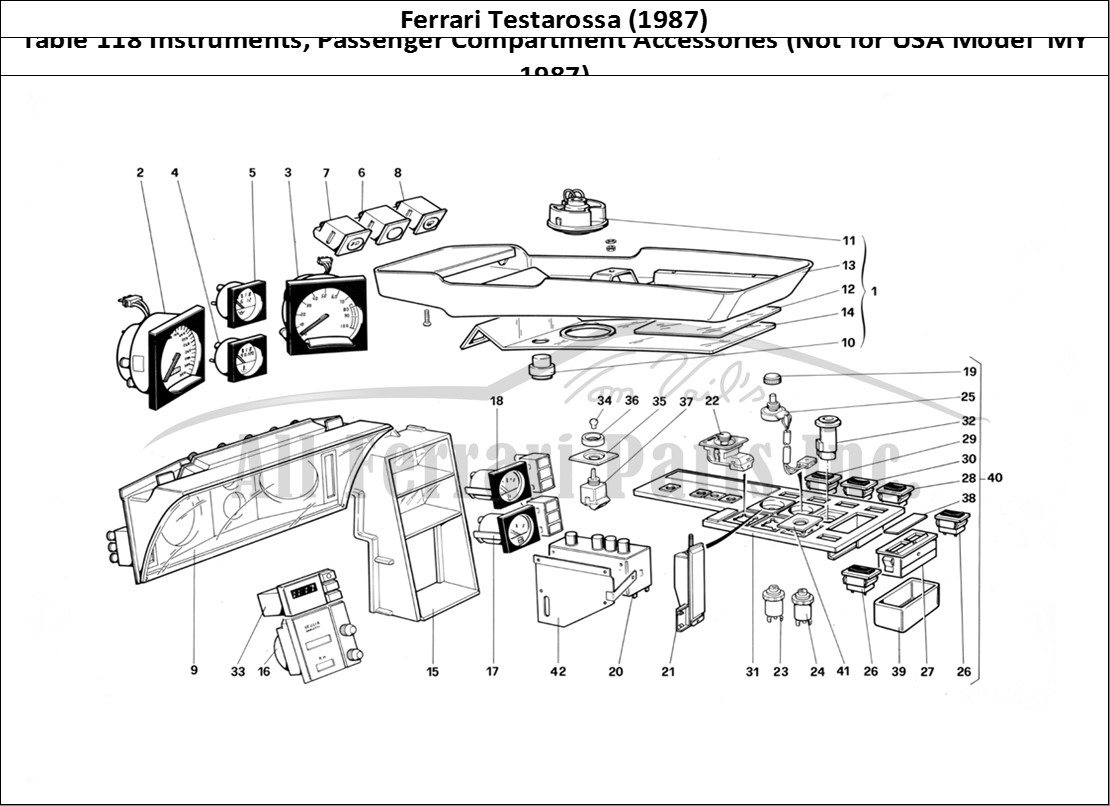 Ferrari Parts Ferrari Testarossa (1987) Page 118 Instruments and Passenger