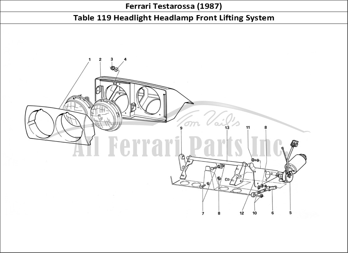 Ferrari Parts Ferrari Testarossa (1987) Page 119 Front Headlight Lifting D