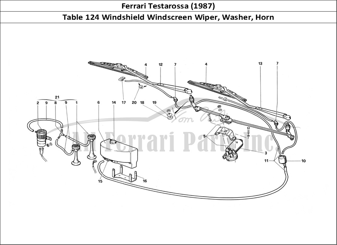 Ferrari Parts Ferrari Testarossa (1987) Page 124 Windshield Wiper, Washer