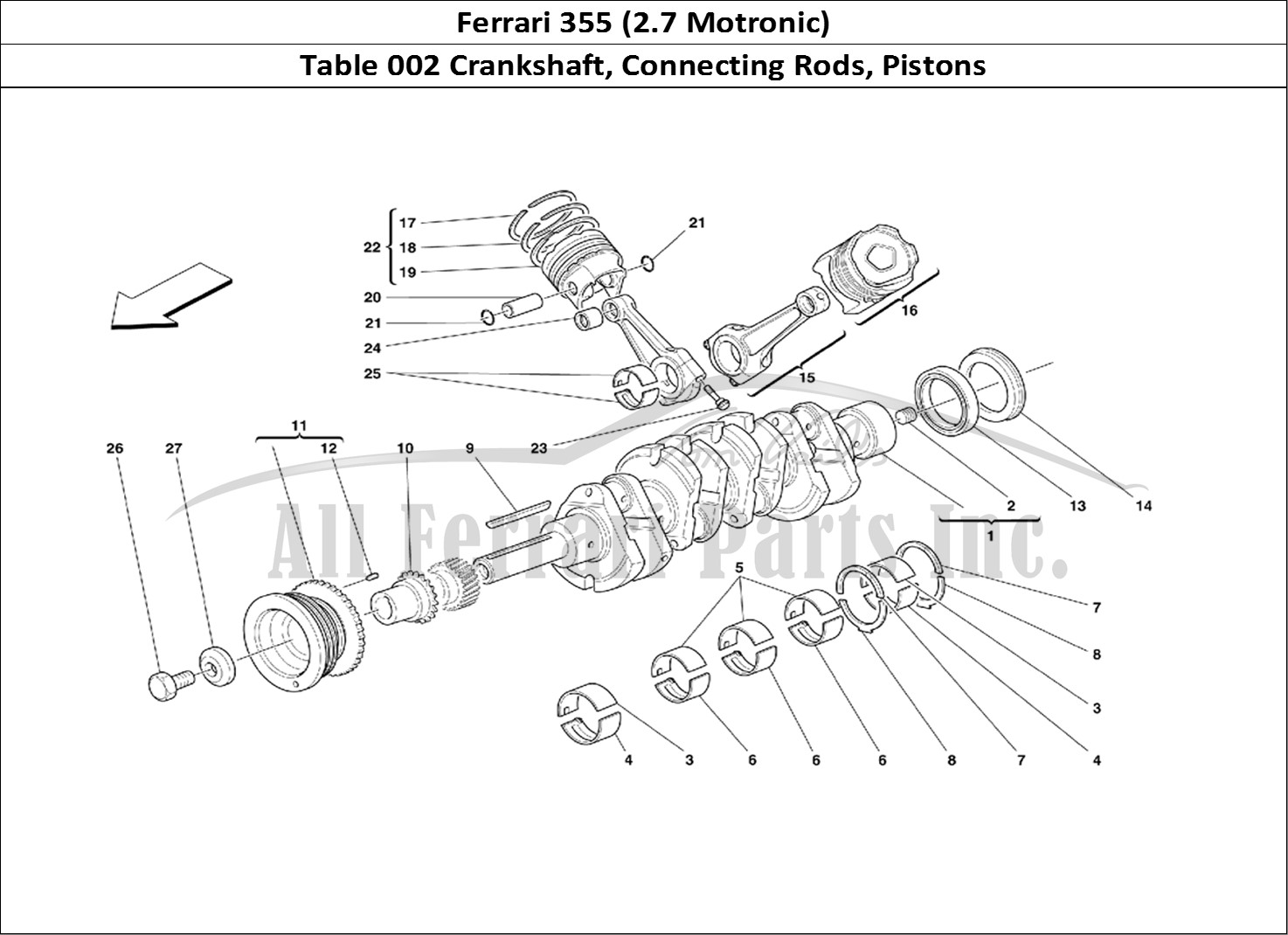 Ferrari Parts Ferrari 355 (2.7 Motronic) Page 002 Crankshaft, Conrods And P